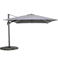 Oviala 360° Sonnenschirm rotierend 3x3m 4 Gew. Platten Grau - Malaga