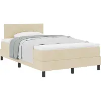 Syfax Boxspringbett mit Kissen mit Kopfteil Creme 120 x 190 cm Stoff