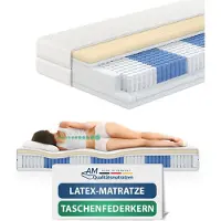 AM Qualitätsmatratzen | Premium Latex-Taschenfederkernmatratze - 140x200 cm - H3 - 1000 Federn