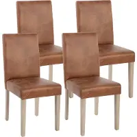 MCW 4er-Set Esszimmerstuhl Littau, Stuhl Küchenstuhl Textil, WildKunstleder, Beine Struktur - Eiche