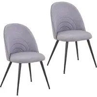 SVITA ANITA 2-er Set Esszimmerstühle Polsterstühle Stoffbezug Metallbeine Grau
