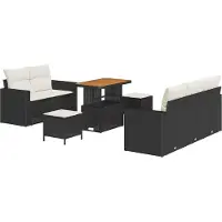vidaXL Gartensofa-set 8 stk. 5-Sitzanzahl Schwarz und Creme