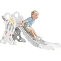 vidaXL Sunvello Rutsche für Kinder 1,5 bis 3 Jahre, Raketen-Design, Sticker-Set, grau, 157 x 46,5 x 80 cm