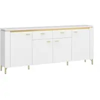 Wójcik Sideboard mit Softclose Losini , weiß , Maße (cm): B: 200,3 H: 87,3 T: 40.0