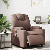 vidaXL Massagesessel Fernsehsesel Elektrisch Braun Kunstleder 3204425