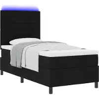 Syfax Boxspringbett mit Matratze mit LED Schwarz 80 x 200 cm Stoff