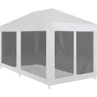 Syfax Partyzelt mit 6 Mesh-Seitenwänden 6 x 3 m