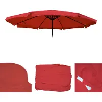 Mendler Ersatz-Bezug für Sonnenschirm Carpi Pro, Gastronomie Marktschirm mit Volant Ø 5m, Polyester bordeaux
