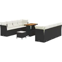 vidaXL Gartensofa-set 11 stk. 8-Sitzanzahl Schwarz und Creme