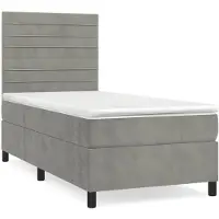 Syfax Boxspringbett mit Matratze Hellgrau 80x200 cm Samt