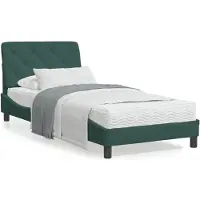 vidaXL Bett mit Matratze Dunkelgrün 90x200 cm Samt