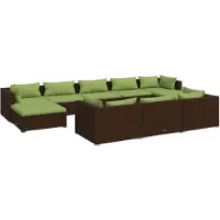 vidaXL 10-tlg. Garten-Lounge-Set mit Kissen Braun Poly Rattan