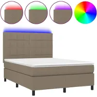 Syfax Boxspringbett mit Matratze & LED Taupe 140x190 cm Stoff