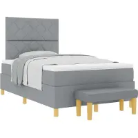 Syfax Boxspringbett mit Kissen Hellgrau 190 x 120 cm Stoff