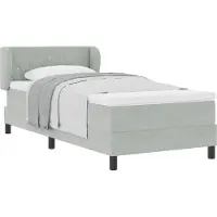 Syfax Boxspringbett mit Kopfteil Hellgrau 90 x 190 cm Samt