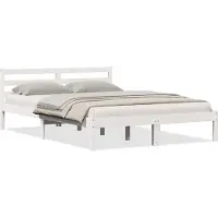Syfax Bettrahmen Weiß 225,5 x 145,5 x 69,5 cm Massivholz Kiefer