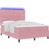 Syfax LED Boxspringbett mit Kopfteil Rosa 160 x 200 cm Samt