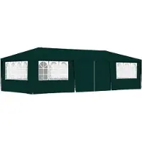 Syfax Profi-Partyzelt mit Seitenwänden 4×9 m Grün 90 g/m²