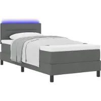 Syfax Boxspringbett mit Matratze mit LED Dunkelgrau 90 x 190 cm Stoff