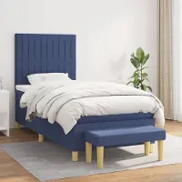vidaXL Cloris Designermöbel Boxspringbett mit Matratze Blau 100x200 cm Stoff 2024 Neu