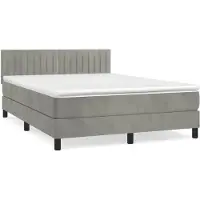 Syfax Boxspringbett mit Matratze Hellgrau 140x190 cm Samt