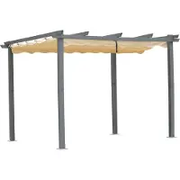 Angel Living Pergola aus Aluminium in anthrazit, Dachrohre aus Stahl, Verstellbares Dach aus Polyester (3x3m, Beige)