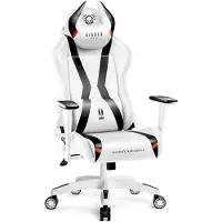 Diablo X-Horn Gaming Stuhl Bürostuhl Schreibtischstuhl 3D Armlehnen Ergonomisches Design Nacken/- Lendenkissen Kunstleder Wippfunktion, Farbe: Weiß, Größe Normal