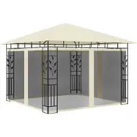The Living Store Pavillon mit Moskitonetz 3x3x2,73 m Creme 180 g/m²