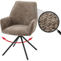 Mendler Esszimmerstuhl MCW-G67, Küchenstuhl Stuhl mit Armlehne, drehbar Auto-Position, Chenille MVG braun