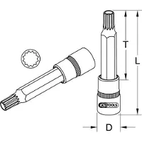 Ks Tools 1/2" Bit-Stecknuss XZN, M12, 140 mm