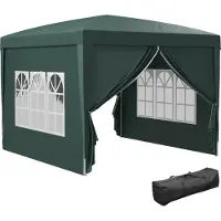 Outsunny Pavillon 2,95x2,95m Faltpavillon 4 Seitenwände mit Fenster Tragetasche