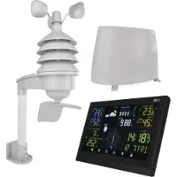 Emos Profi Wetterstation Funk mit Außensensor und Touchscreen-Farbdisplay, Windmesser, Regenmesser, Wettervorhersage, mit Netzteil, E6016
