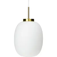 Dyberg Larsen Pendelleuchte LED, Hängelampe, Deckenlampe Pendel, Pendellampe Esstisch, Pendelleuchte für Wohnzimmer, Skandinavische Design, DL39 Opal Messing
