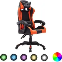 Syfax Gaming-Stuhl mit RGB LED-Leuchten Orange und Schwarz Kunstleder