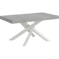 Itamoby Volantis Premium ausziehbarer Betontisch 200/304x90 cm mit weißen Beinen