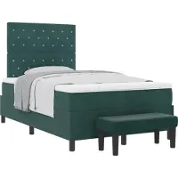 vidaXL Boxspringbett mit Kopfteil Dunkelgrün 200 x 120 cm Samt