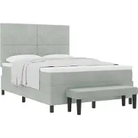 Syfax Boxspringbett mit Kissen Hellgrau 200 x 140 cm Samt