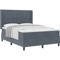 Syfax Boxspringbett mit Matratze Dunkelgrau 140 x 200 cm Samt