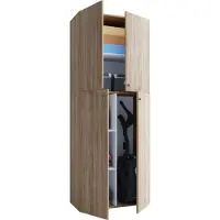 VCM Holz Besenschrank | 6 Fächer | Haushaltsschrank | Maße: B. 70 x H. 184 x T. 40 cm | 4 Drehtüren - Lona