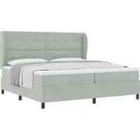 Syfax Boxspringbett mit Matratze Hellgrau 200 x 200 cm Samt