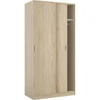 Dmora Garderobe Dgagn, Schlafzimmer Kleiderschrank mit 2 Schiebetüren, Schrank mit Regal und Kleiderbügelstange, 100x50h200 cm, Eiche