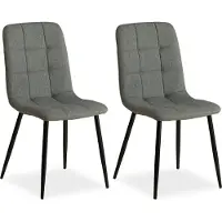 Homestyle4u Esszimmerstühle 2er Set Grau Polsterstuhl Leinen Polstersessel Sessel Küchenstuhl Metall