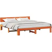 Syfax Bettrahmen Wachsbraun 180 x 200 cm Massives Kiefernholz