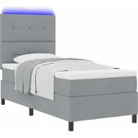 Syfax Boxspringbett mit Matratze mit LED Hellgrau 90 x 190 cm Stoff