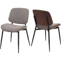 Mendler 2er-Set Esszimmerstuhl MCW-O44, Küchenstuhl Stuhl, Bugholz Stoff (370g/m²) MVG Walnuss-Optik, hellgrau