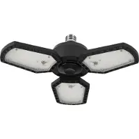 Osram Highbay Blade Deckenlampe in Schwarz, Aluminium, mit verstellbaren Lichtflügeln, bietet 60 W bzw. 6500 lm in Neutralweiß mit 4000 K, E27 Schraubgewinde, 337. 5 mm Durchmesser, IP20
