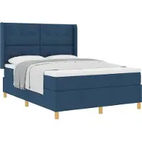 vidaXL Boxspringbett mit Kopfteil Blau 160 x 200 cm Stoff
