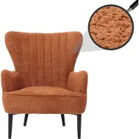 Mendler Lounge-Sessel HWC-K37, Cocktail-/Ohrensessel Polsterstuhl Retro Vintage Stoff Chenille (500g/m²) orange