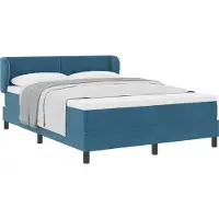 Syfax Boxspringbett mit Kopfteil Dunkelblau 140 x 200 cm Samt