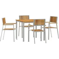 Syfax Outdoortisch-Set 5 pcs Massives Akazienholz und Edelstahl